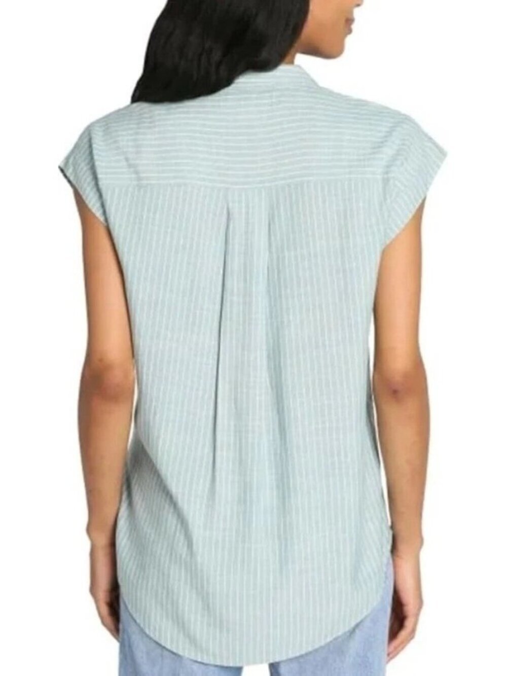 NWT Jachs Girlfriend Women's L Green Striped Sleeveless Button Front C1017 - Picture 3 of 12